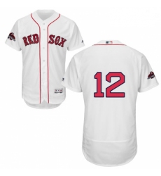 Mens Majestic Boston Red Sox 12 Brock Holt White Home Flex Base Authentic Collection 2018 World Series Jersey