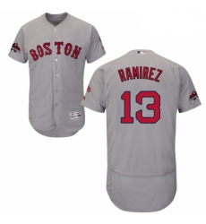Mens Majestic Boston Red Sox 13 Hanley Ramirez Grey Road Flex Base Authentic Collection 2018 World Series Jersey
