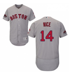 Mens Majestic Boston Red Sox 14 Jim Rice Grey Road Flex Base Authentic Collection 2018 World Series Jersey Series 