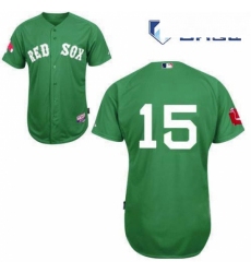 Mens Majestic Boston Red Sox 15 Dustin Pedroia Authentic Green Cool Base MLB Jersey