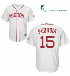 Mens Majestic Boston Red Sox 15 Dustin Pedroia Authentic White New Alternate Home Cool Base MLB Jersey