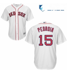 Mens Majestic Boston Red Sox 15 Dustin Pedroia Replica White Home Cool Base MLB Jersey