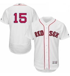 Mens Majestic Boston Red Sox 15 Dustin Pedroia White Home Flex Base Authentic Collection MLB Jersey
