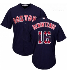 Mens Majestic Boston Red Sox 16 Andrew Benintendi Authentic Navy Blue Team Logo Fashion Cool Base MLB Jersey