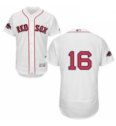 Mens Majestic Boston Red Sox 16 Andrew Benintendi White Home Flex Base Authentic Collection 2018 World Series Jersey