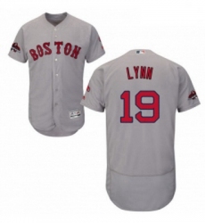 Mens Majestic Boston Red Sox 19 Fred Lynn Grey Road Flex Base Authentic Collection 2018 World Series Jersey