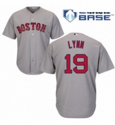 Mens Majestic Boston Red Sox 19 Fred Lynn Replica Grey Road Cool Base MLB Jersey