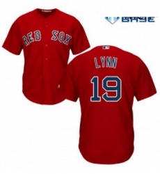 Mens Majestic Boston Red Sox 19 Fred Lynn Replica Red Alternate Home Cool Base MLB Jersey