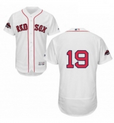 Mens Majestic Boston Red Sox 19 Fred Lynn White Home Flex Base Authentic Collection 2018 World Series Jersey