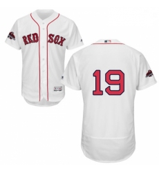 Mens Majestic Boston Red Sox 19 Jackie Bradley Jr White Home Flex Base Authentic Collection 2018 World Series Jersey