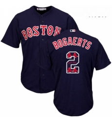 Mens Majestic Boston Red Sox 2 Xander Bogaerts Authentic Navy Blue Team Logo Fashion Cool Base MLB Jersey