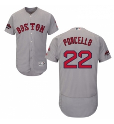 Mens Majestic Boston Red Sox 22 Rick Porcello Grey Road Flex Base Authentic Collection 2018 World Series Jersey