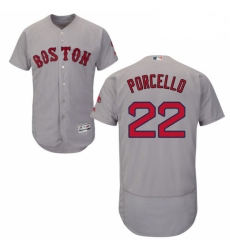Mens Majestic Boston Red Sox 22 Rick Porcello Grey Road Flex Base Authentic Collection MLB Jersey