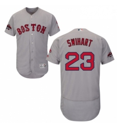 Mens Majestic Boston Red Sox 23 Blake Swihart Grey Road Flex Base Authentic Collection 2018 World Series Jersey
