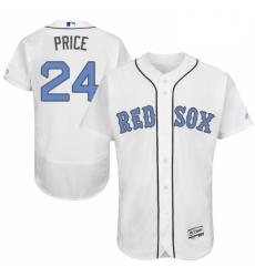 Mens Majestic Boston Red Sox 24 David Price Authentic White 2016 Fathers Day Fashion Flex Base MLB Jersey