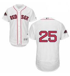 Mens Majestic Boston Red Sox 25 Steve Pearce White Home Flex Base Authentic Collection 2018 World Series Jersey