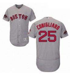 Mens Majestic Boston Red Sox 25 Tony Conigliaro Grey Road Flex Base Authentic Collection 2018 World Series Jersey 