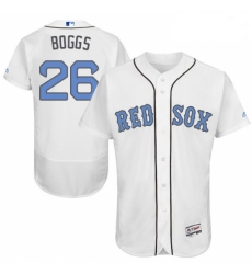 Mens Majestic Boston Red Sox 26 Wade Boggs Authentic White 2016 Fathers Day Fashion Flex Base MLB Jersey