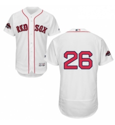 Mens Majestic Boston Red Sox 26 Wade Boggs White Home Flex Base Authentic Collection 2018 World Series Jersey