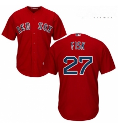 Mens Majestic Boston Red Sox 27 Carlton Fisk Replica Red Alternate Home Cool Base MLB Jersey