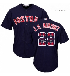 Mens Majestic Boston Red Sox 28 J D Martinez Authentic Navy Blue Team Logo Fashion Cool Base MLB Jersey 