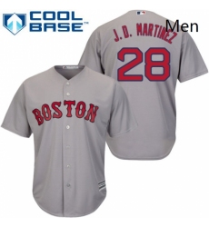 Mens Majestic Boston Red Sox 28 J D Martinez Replica Grey Road Cool Base MLB Jersey 