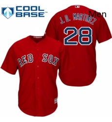 Mens Majestic Boston Red Sox 28 J D Martinez Replica Red Alternate Home Cool Base MLB Jersey 
