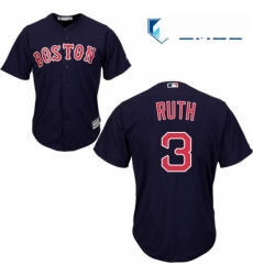Mens Majestic Boston Red Sox 3 Babe Ruth Replica Navy Blue Alternate Road Cool Base MLB Jersey