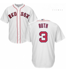 Mens Majestic Boston Red Sox 3 Babe Ruth Replica White Home Cool Base MLB Jersey
