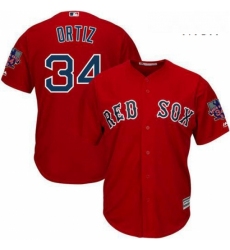 Mens Majestic Boston Red Sox 34 David Ortiz Authentic Red Alternate Home Retirement Patch Cool Base MLB Jersey