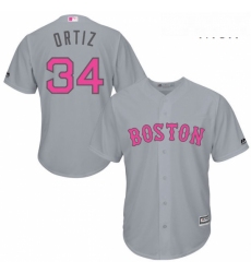 Mens Majestic Boston Red Sox 34 David Ortiz Replica Grey 2016 Mothers Day Cool Base MLB Jersey