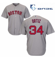 Mens Majestic Boston Red Sox 34 David Ortiz Replica Grey Road Cool Base MLB Jersey
