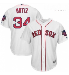 Mens Majestic Boston Red Sox 34 David Ortiz Replica White Home Retirement Patch Cool Base MLB Jersey