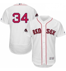 Mens Majestic Boston Red Sox 34 David Ortiz White Home Flex Base Authentic Collection 2018 World Series Jersey