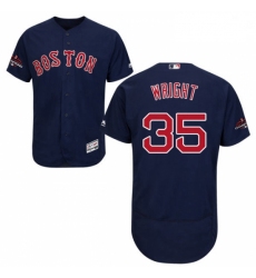 Mens Majestic Boston Red Sox 35 Steven Wright Navy Blue Alternate Flex Base Authentic Collection 2018 World Series Jersey