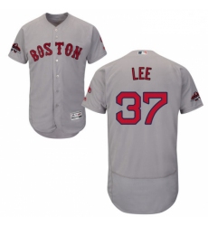 Mens Majestic Boston Red Sox 37 Bill Lee Grey Road Flex Base Authentic Collection 2018 World Series Jersey