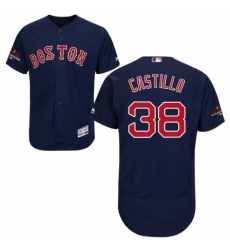 Mens Majestic Boston Red Sox 38 Rusney Castillo Navy Blue Alternate Flex Base Authentic Collection 2018 World Series Jersey