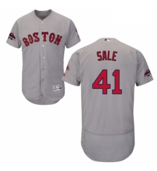Mens Majestic Boston Red Sox 41 Chris Sale Grey Road Flex Base Authentic Collection 2018 World Series Jersey Serie