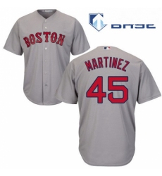 Mens Majestic Boston Red Sox 45 Pedro Martinez Replica Grey Road Cool Base MLB Jersey