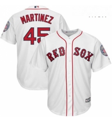 Mens Majestic Boston Red Sox 45 Pedro Martinez Replica White Cooperstown MLB Jersey