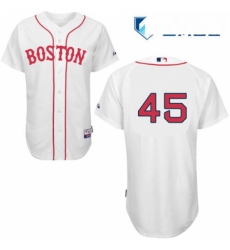 Mens Majestic Boston Red Sox 45 Pedro Martinez Replica White New Cool Base MLB Jersey