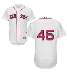 Mens Majestic Boston Red Sox 45 Pedro Martinez White Home Flex Base Authentic Collection MLB Jersey