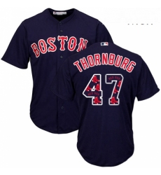 Mens Majestic Boston Red Sox 47 Tyler Thornburg Authentic Navy Blue Team Logo Fashion Cool Base MLB Jersey