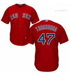Mens Majestic Boston Red Sox 47 Tyler Thornburg Replica Red Alternate Home Cool Base MLB Jersey