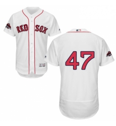 Mens Majestic Boston Red Sox 47 Tyler Thornburg White Home Flex Base Authentic Collection 2018 World Series Jersey