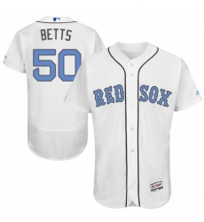 Mens Majestic Boston Red Sox 50 Mookie Betts Authentic White 2016 Fathers Day Fashion Flex Base MLB Jersey 