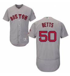 Mens Majestic Boston Red Sox 50 Mookie Betts Grey Road Flex Base Authentic Collection MLB Jersey