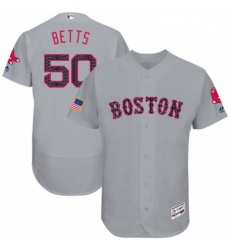Mens Majestic Boston Red Sox 50 Mookie Betts Grey Stars amp Stripes Collection 2018 World Series Jersey Flex Base M