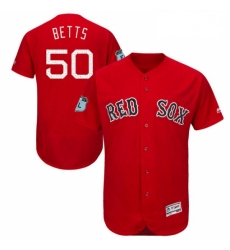 Mens Majestic Boston Red Sox 50 Mookie Betts Scarlet 2018 World Series Jersey7 Spring Training Authentic Collection Flex 