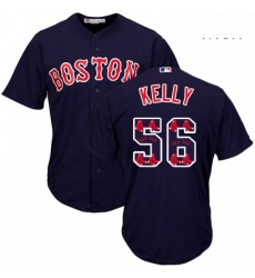Mens Majestic Boston Red Sox 56 Joe Kelly Authentic Navy Blue Team Logo Fashion Cool Base MLB Jersey